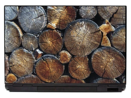 Laptop sticker tree P257 - Graphic design featuring tree trunks with visible grain and wood texture.