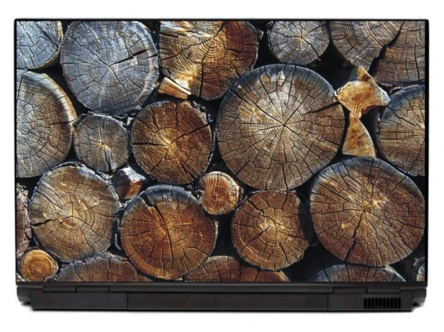 Laptop sticker tree P257 - Graphic design featuring tree trunks with visible grain and wood texture.