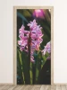 Hyacinth door mural P44 - Graphic design. Pink hyacinth flowers against a backdrop of green leaves.
