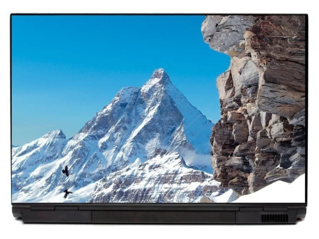 Matterhorn P380 laptop sticker - Graphic design of a mountain with a distinctive shape, surrounded by snow and rocks.