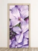 Door wallpaper without P32 - Graphic design. Purple flowers with green leaves.