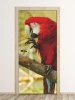 Parrot door mural P21 - Graphic design featuring a large red parrot perched on a branch.