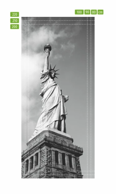 Liberty Statue Door Mural P34 - Graphic design featuring the Statue of Liberty in a monochromatic style.