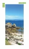 Beach rock door mural P71 - Graphic design featuring rocks by the sea with blue sky and water.