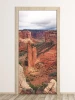 Mountain door mural P93 - Living room decor. Red rocks and green vegetation in a natural landscape.