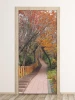 Autumn park door mural P94 - hallway decor with light-colored walls and wooden flooring.