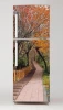 Refrigerator wrap sticker autumn in the park P94 - Graphic design. Path in a park surrounded by trees with orange leaves.