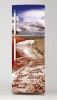 Fridge wrap sticker ocean P97 - Graphic design featuring a beach with waves and clouds in the sky.