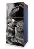 Fridge wrap sticker black cat P13 - Graphic design featuring a profile of a black cat with a prominent eye.