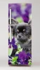 Fridge wrap sticker featuring a dog among purple flowers, design P18.