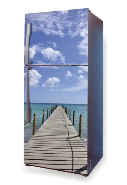 Fridge wrap sticker Pier P55 - Graphic design featuring a wooden pier leading towards the water.
