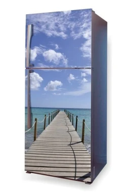 Fridge wrap sticker Pier P55 - Graphic design featuring a wooden pier leading towards the water.