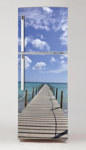 Fridge wrap sticker Pier P55 - Graphic design featuring a wooden pier leading towards the sea.
