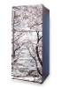 Refrigerator wrap sticker P38 - Graphic design featuring tree branches with flowers on a light background.