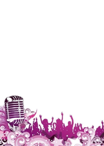 Whiteboard 150 with music microphone design featuring a microphone and silhouettes of people in motion.