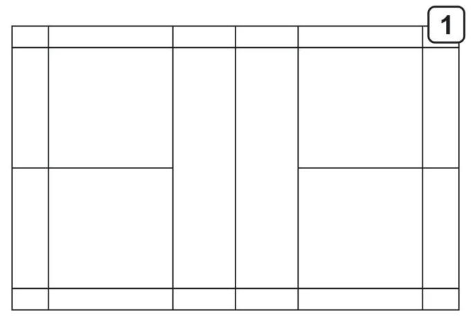Tactical dry-erase coaching board for badminton 181 - Graphic design with a simple grid divided into rectangles.