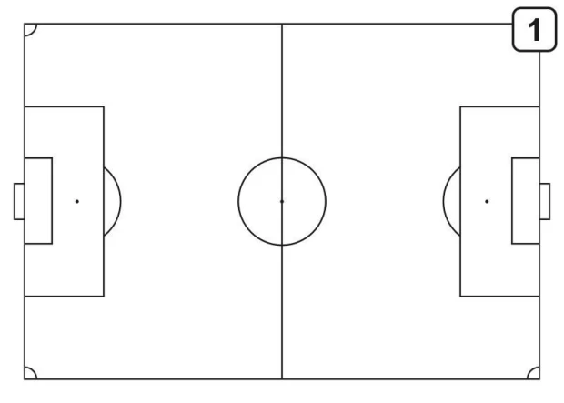 Tactical football board 189 dry-erase - Graphic design. Simple field layout with lines, goals, and a center circle.