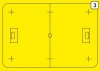 Tactical dry-erase board for unihockey 184 - Yellow background with black field lines and goals.
