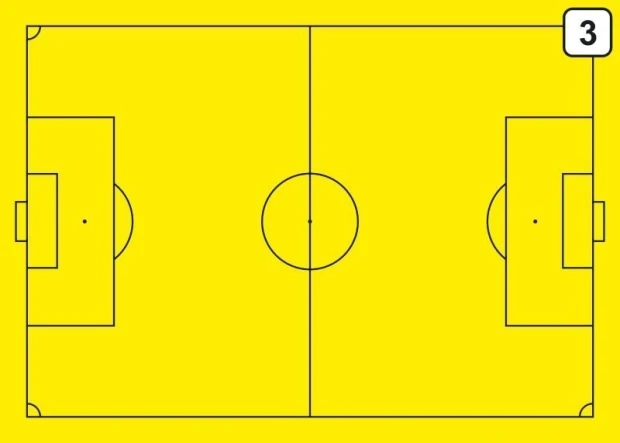 Tactical football board 189, dry-erase - Graphic design with yellow background and black football field lines.
