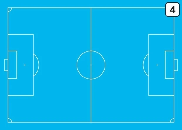 Tactical football board 189, dry-erase, featuring a blue background with white soccer field lines.