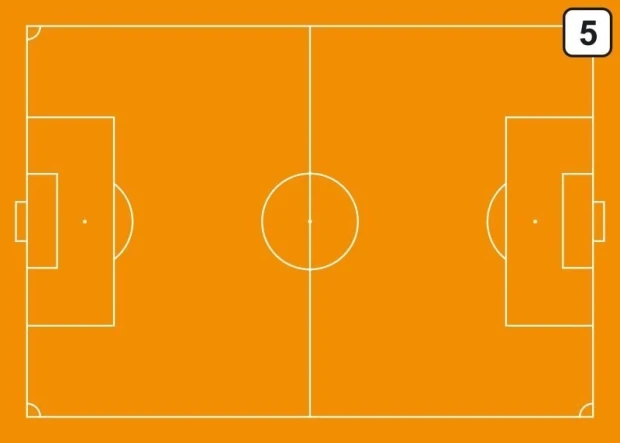 Tactical football board 189, dry-erase, featuring an orange background with white soccer field lines.