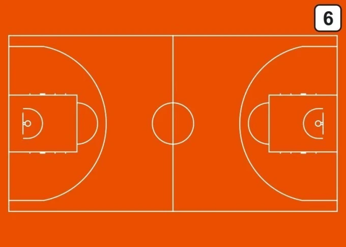 Dry-erase tactical coach board 188 for basketball - Graphic design featuring a basketball court.