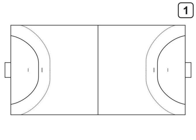 Tactical dry-erase coach\'s board for handball 187 - Rectangular board with field layout and lines.