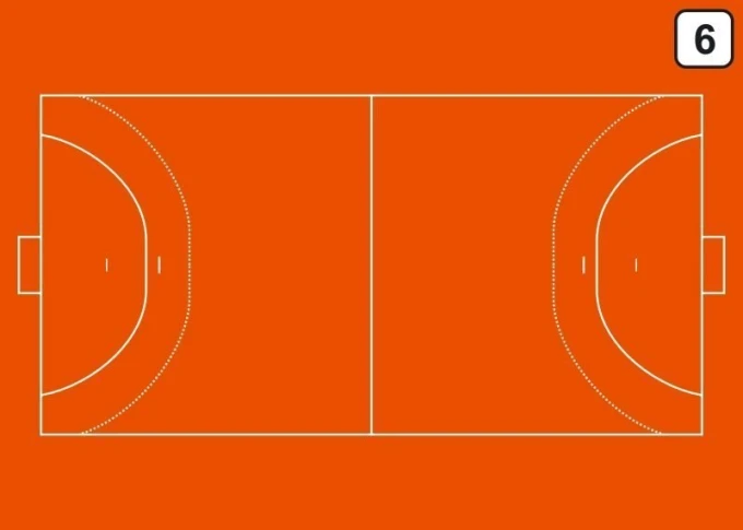Tactical dry-erase coach\'s board 187 for handball - Features a graphic of the field with lines and goals.