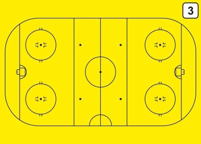 Tactical dry-erase coach\'s board 186 for hockey - Yellow background with black hockey field design.