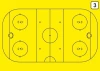 Tactical dry-erase coach\'s board 186 for hockey - Yellow background with black hockey field design.