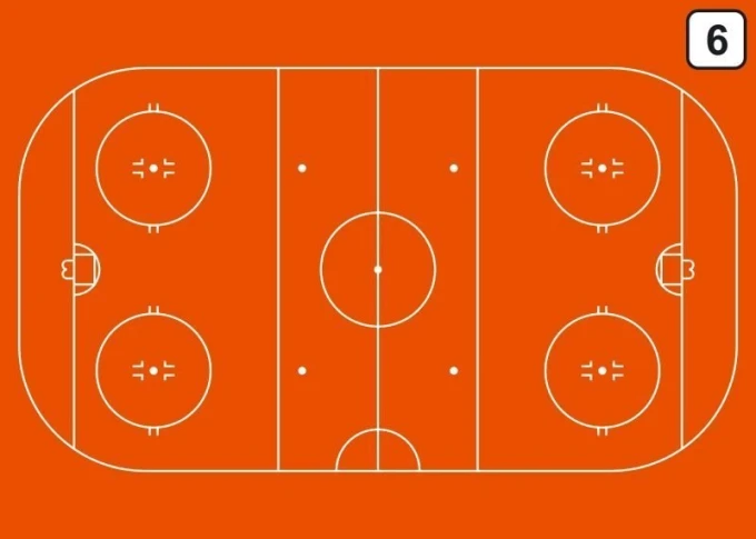 Tactical dry-erase coach board 186 for hockey - Features a graphic of a hockey rink with circles.