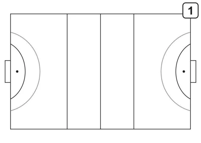 Tactical dry-erase coaching board 185 for field hockey - Simple graphic design of the field.