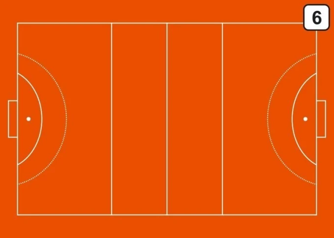 Tactical dry-erase coaching board 185 for field hockey - Graphic design featuring a divided field layout.