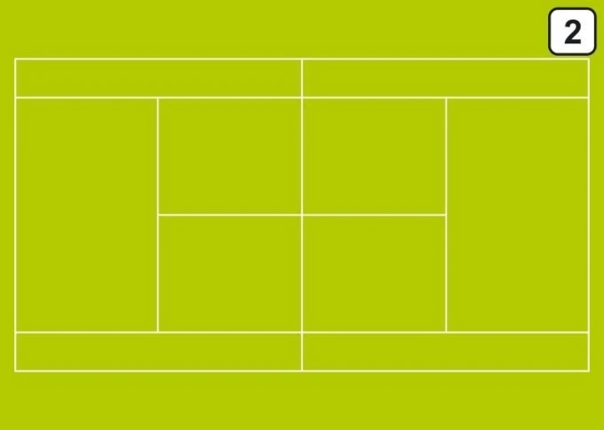 Tactical dry-erase coaching board 180 for tennis - Graphic design with a green background and white lines.