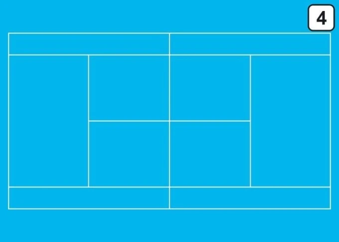 Tactical dry-erase coaching board 180 for tennis - Blue background with white lines design.