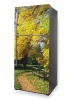Fridge wrap sticker P485 - Graphic design featuring a path in a park surrounded by yellow leaves.