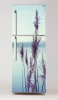 Fridge wrap sticker grass P483 - Graphic design featuring purple grass against a water background.