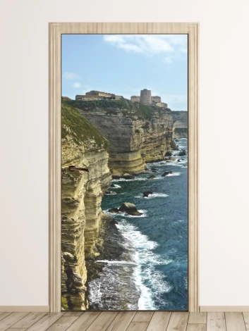 Rock door wallpaper P491 - Modern interior design with light-colored walls and wooden flooring.