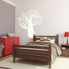 Sticker 03X 04 tree 1930 - Bedroom decor. Gray-beige walls, warm-colored wooden furniture.