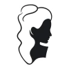 Sticker 03X 09 female profile 1906 - Graphic design. Silhouette of a woman with long wavy hair in black.