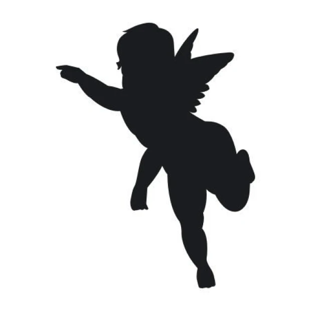 Sticker 03X 11 angel 1903 - Graphic design. Angel silhouette with outstretched wings, pointing to the right.