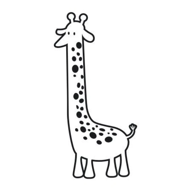 Sticker 03X 12 giraffe 1917 - Graphic design. Giraffe with a long neck, large eyes, and spots on its body.