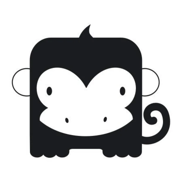 Sticker 03X 13 monkey 1924 - Graphic design featuring a black monkey with large eyes and a round head shape.