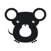 Sticker 03X 13 mouse 1929 - Graphic design. Black mouse with large ears, round body, and small tail.
