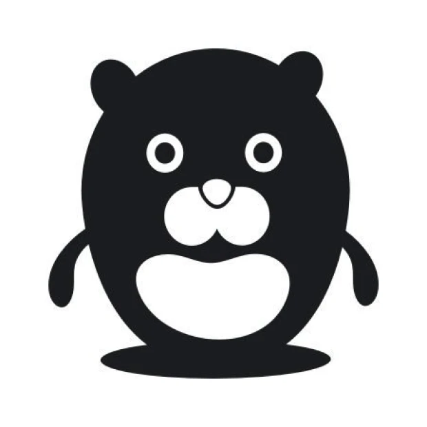 Sticker 03X 16 beaver 1922 - Graphic design featuring a black beaver with large eyes and a round body.