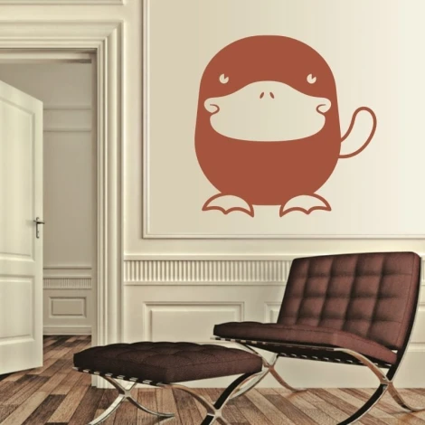 Sticker 03X 16 platypus 1927 - Living room setup with light-colored walls and brown furniture.