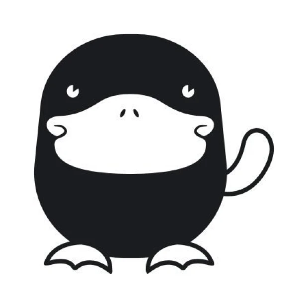 Sticker 03X featuring a stylized black and white platypus design from 1927.