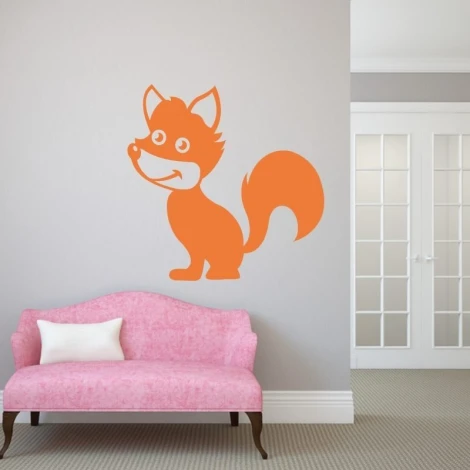 Sticker 03X 16 fox 1921 - Decor in a child\'s room. Light-colored wall, pink sofa.