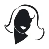 Sticker 03X 16 name female face 1908 - Graphic design. Silhouette of a woman\'s face with wavy hair.