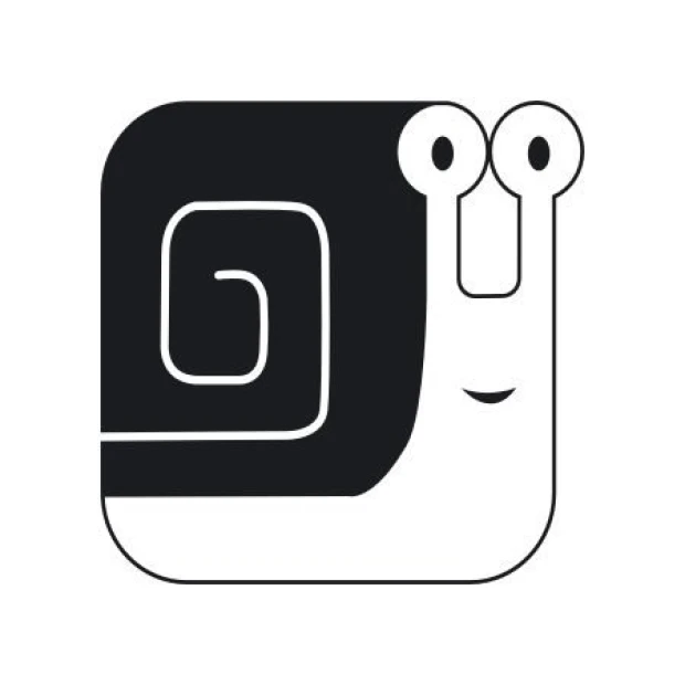 Sticker 03X 16 snail 1919 - Graphic design featuring a simple, stylized black and white snail.